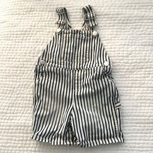 Bonpoint navy and white striped short overalls